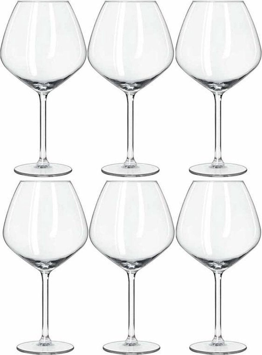 6x Luxe wijnglazen voor rode wijn 750 ml Carre - 75 cl - Rode wijn glazen - Wijn drinken - Wijnglazen van glas