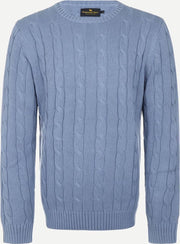 Steppin' Out Spring 2021 Trui Men's Crew Neck Cable Mannen - Regular Fit - Katoen - Blauw (S)