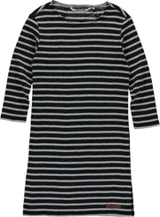 Jurk Moscow - Antra Black / Light Grey Melange - Gestreept- Maat 164