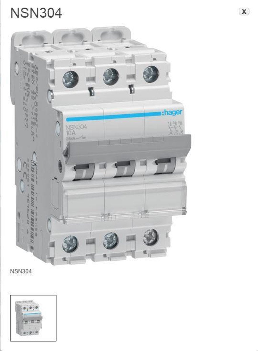 Hager automaat 3ka - c - 3p - 4a - 3m