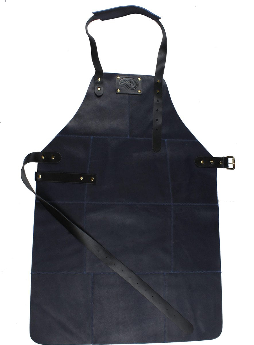 BBQ Schort - Leer - 81x56cm - Blauw