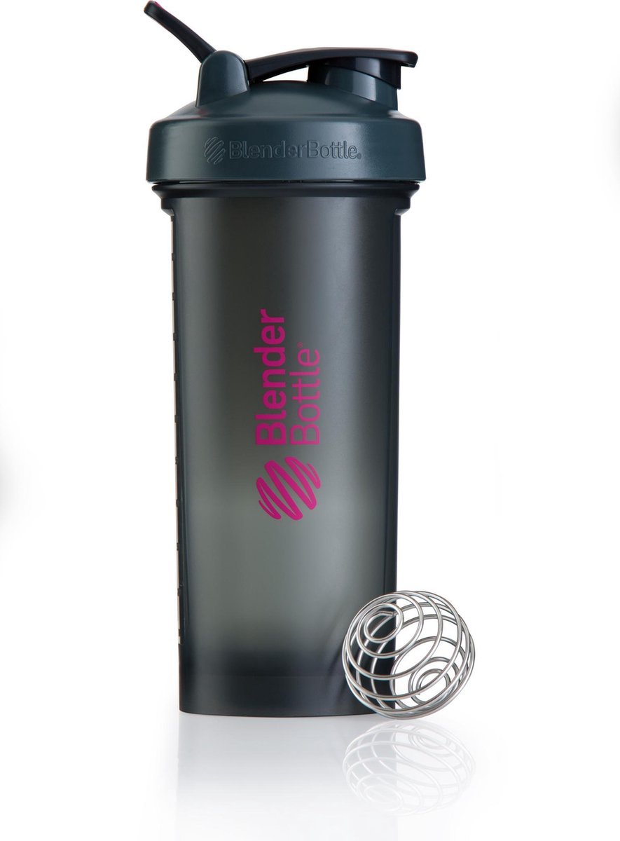 BLENDERBOTTLE | Pro45 | Shaker | Bidon | 1300ml  / 1.3 LITER | Grijs| Roze. Lekt niet en geen klonten in je shake.