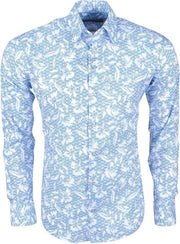 Ferlucci Heren Overhemd met Trendy Design -  Calabria - Stretch - Wit