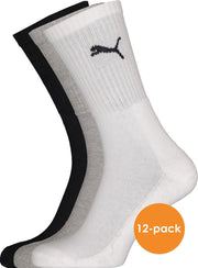 Puma unisex sportsokken (12-pack) - wit - grijs en zwart -  Maat: 43-46