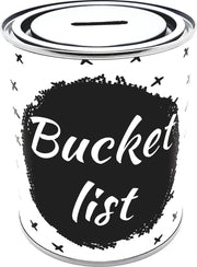 Spaarblik Bucket List - spaarpot kadoblik 750ml 10 x 12 cm herbruikbaar