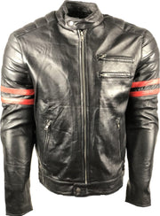 XAVIER- Leren Motorjas Zwart met CE Protectoren 3XL