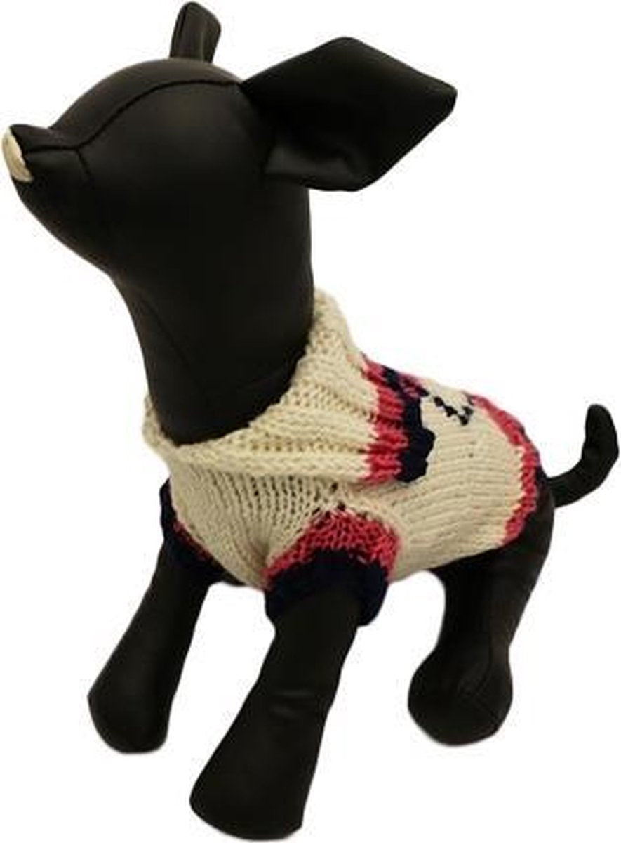 Gebreide trui met roze patroon voor de hond - L (rug lengte 30 cm