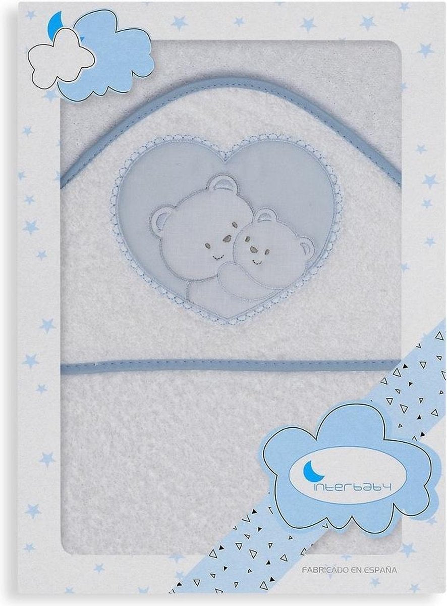 Interbaby Badcape Hartje Junior 100 Cm Katoen Wit/blauw