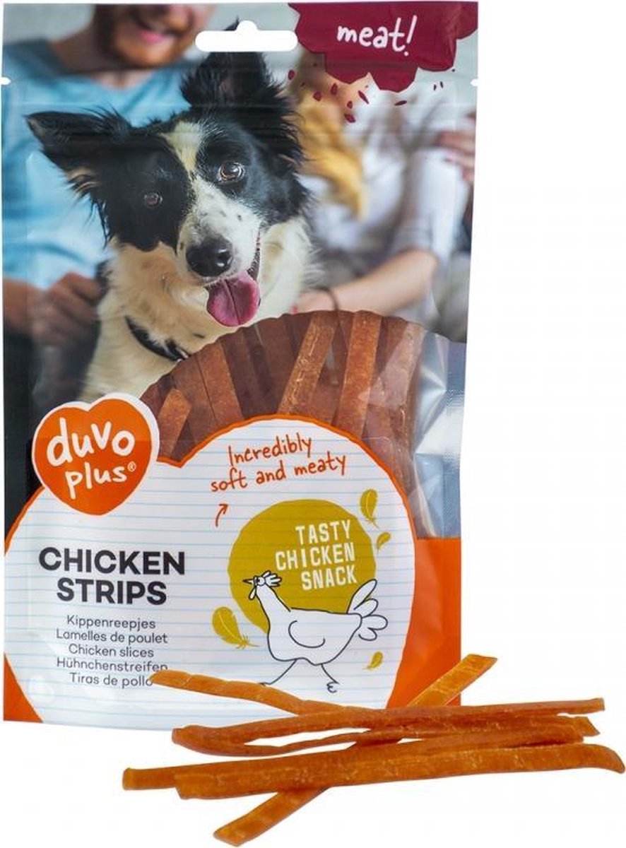 Duvo+ hondensnack Kippenstrips 80gr