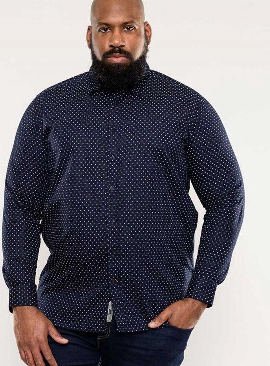 Duke 555 Adelaide Overhemd Blauw met motief Maat 4XL Kingsize