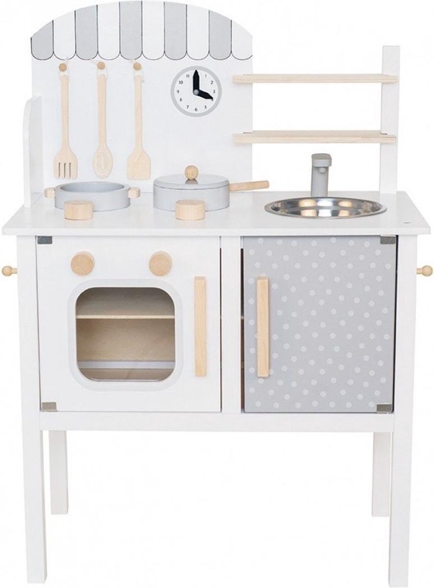 Jabadabado speelgoed houten keuken met accessoires Wit
