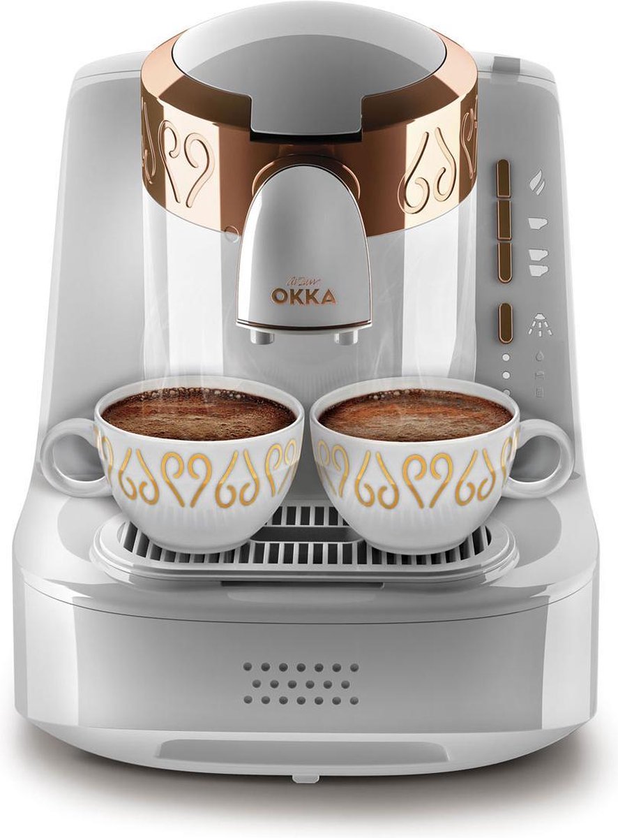 Arzum OKKA Turkish Coffee Machine| OK001WHITE| White & Gold |Turks Koffizetapparat - Wit & Goud - Full Automatic | 2 kopjes
