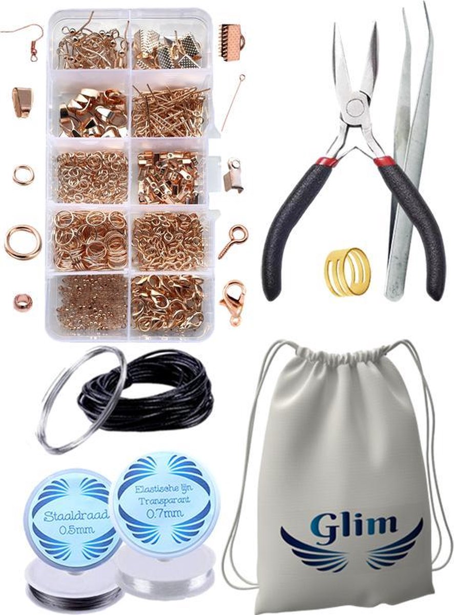Sieraden Maken Set - Zelf Sieraden Maken Volwassenen Pakket - Sieraden Maken Meisjes - Oorbellen Maken - Sieradendoos Starterspakket - 911 stuks - Rosé