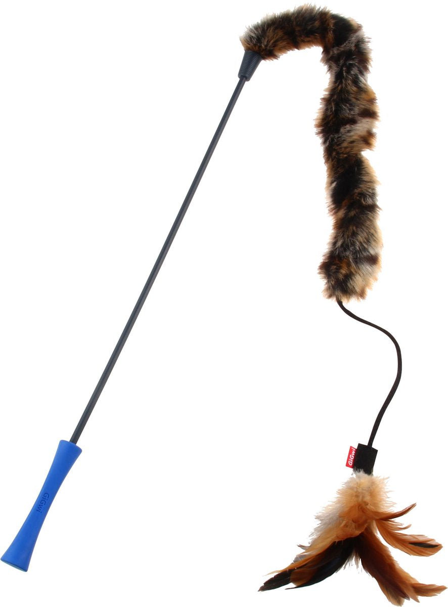 Gigwi Kattenspeelgoed GIG FEATHER TEASER Kattenhengel met Pluimstaart Blauw 52 cm