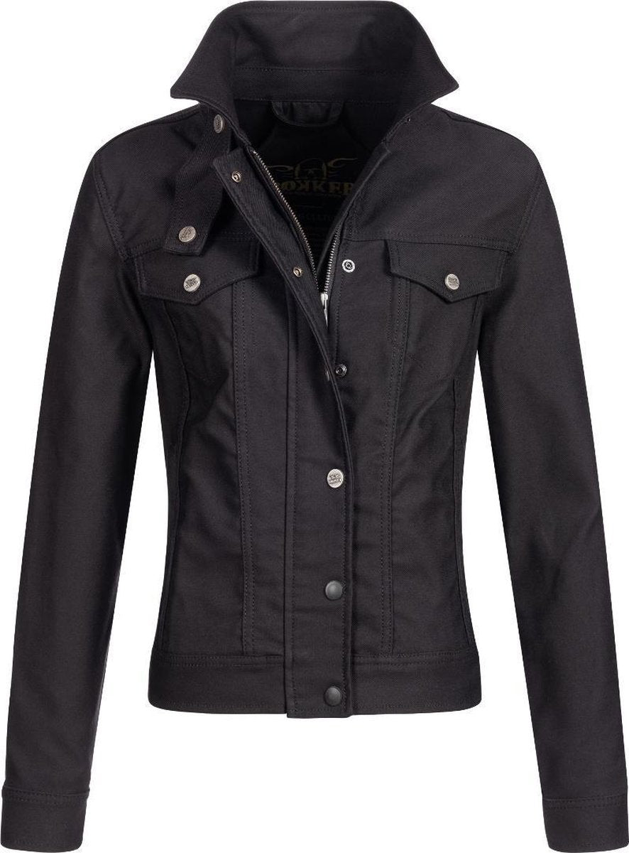 Rokker Black Jacket Lady Short Black Textile Motorcycle Jacket XL