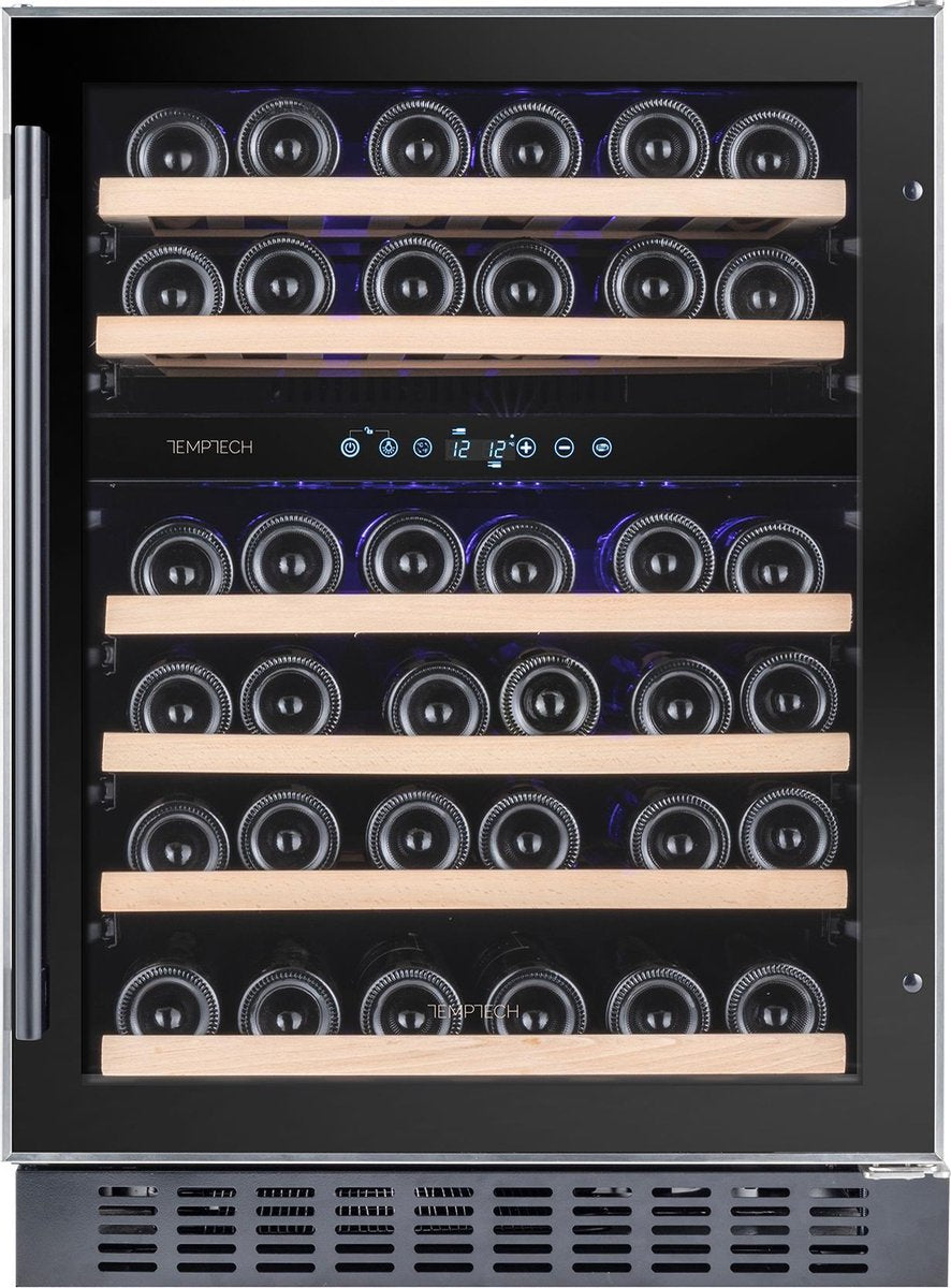 Temptech Premium WPX60DCB - wijnkoelkast - inhoud 46 Flessen - zwart