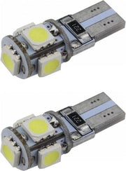 Auto LEDlamp 2 stuks | autoverlichting LED T10 | 5-SMD xenon wit 6000K | CANBUS 12V DC
