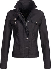 Rokker Black Jacket Lady Short Black Textile Motorcycle Jacket L