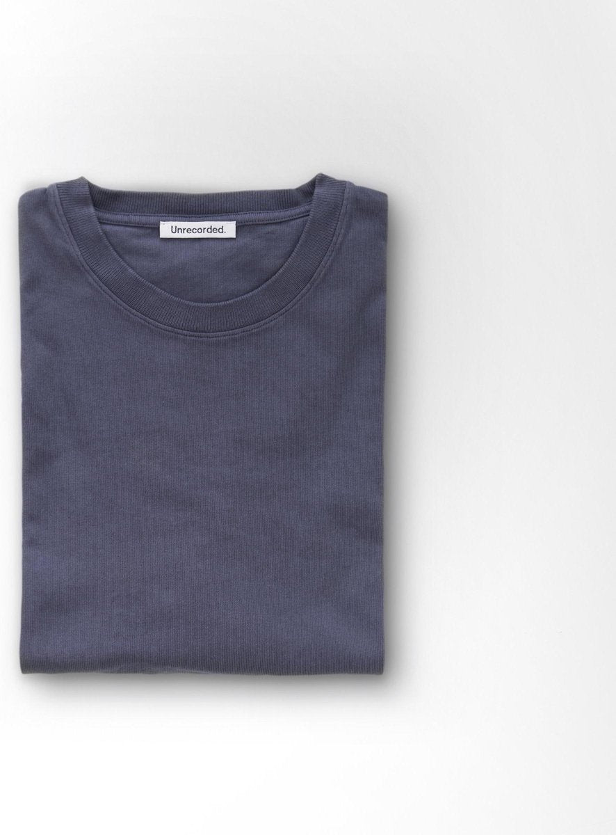 Unrecorded T-Shirt 220 GSM Washed Blue - Unisex - T-Shirts -  Blauw - Size XXXL - 100% Organic Cotton - Sustainable T-Shirts