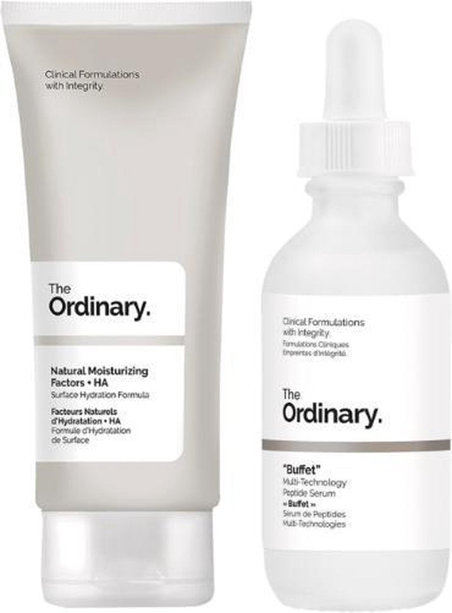 The Ordinary verzorgingsset - Natural Moisturizing Factors + HA 100 ml - Buffet Multi-Technology Peptide Serum Supersize Serum 60ml - effectieve formules - Anti-Aging