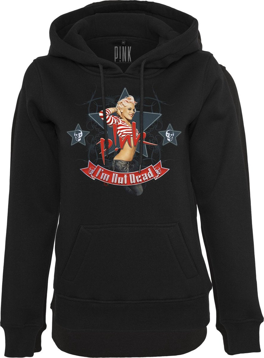 Dames hoodie Ladies Pink I'm not dead Hoody zwart