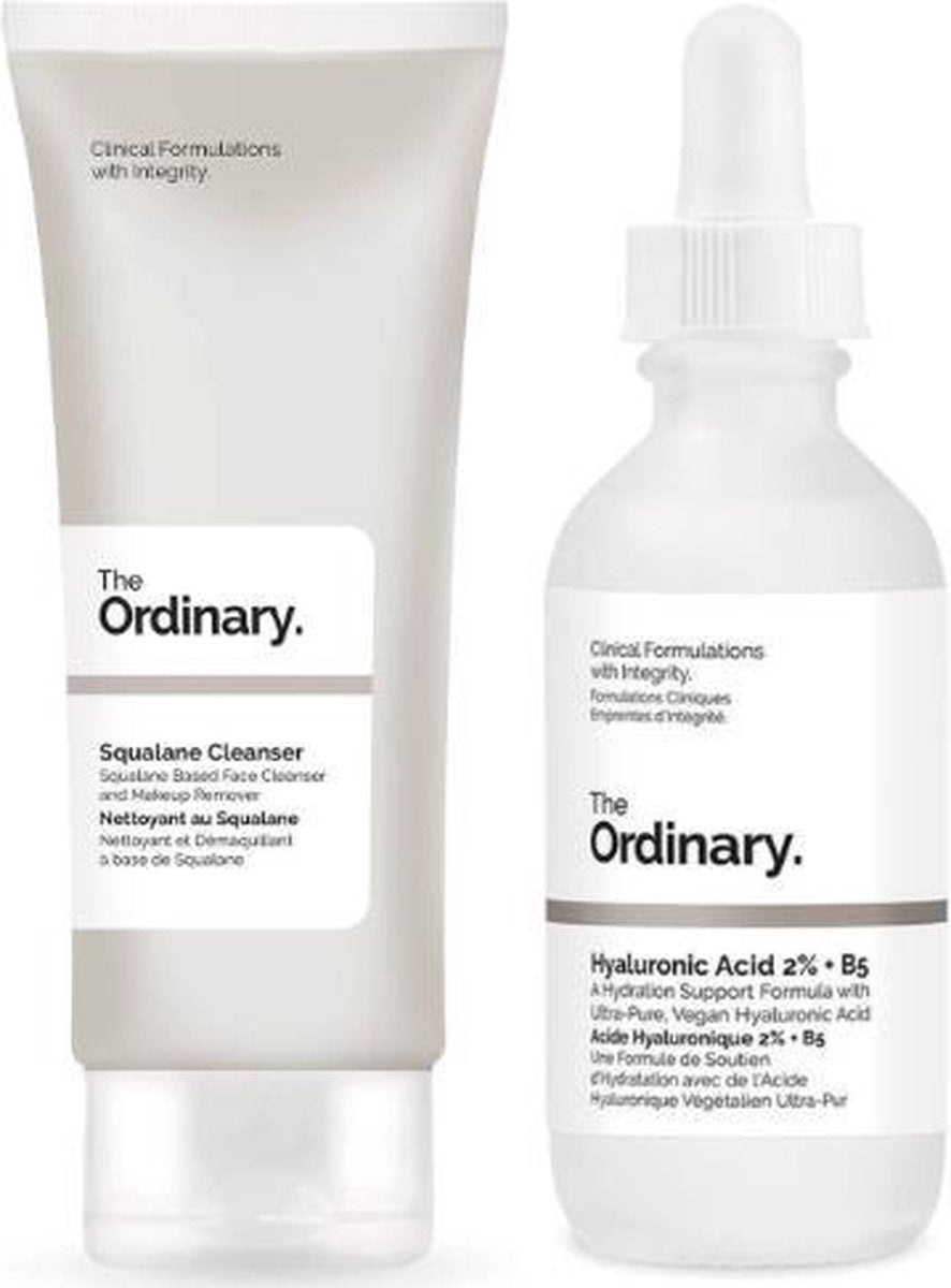 The Ordinary verzorgingsset - Hyaluronic Acid 2% + B5 Supersize Serum 60ml - Squalane Cleanser 150 ml -  effectieve formules - hyaluronzuur -intense hydratatie