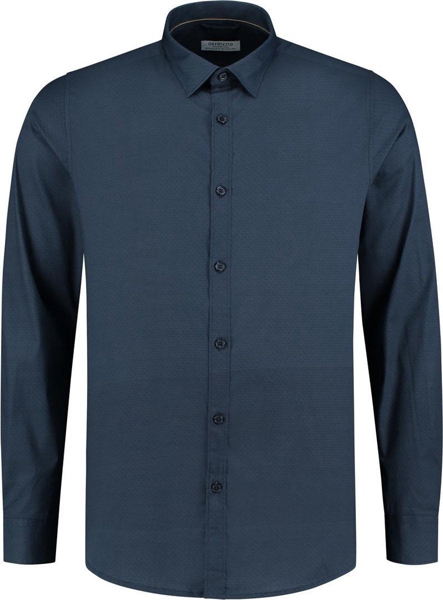 Dstrezzed Overhemd Regular Collar Circle Flower Lt Stretch Poplin Dark Navy (303272 - 649)
