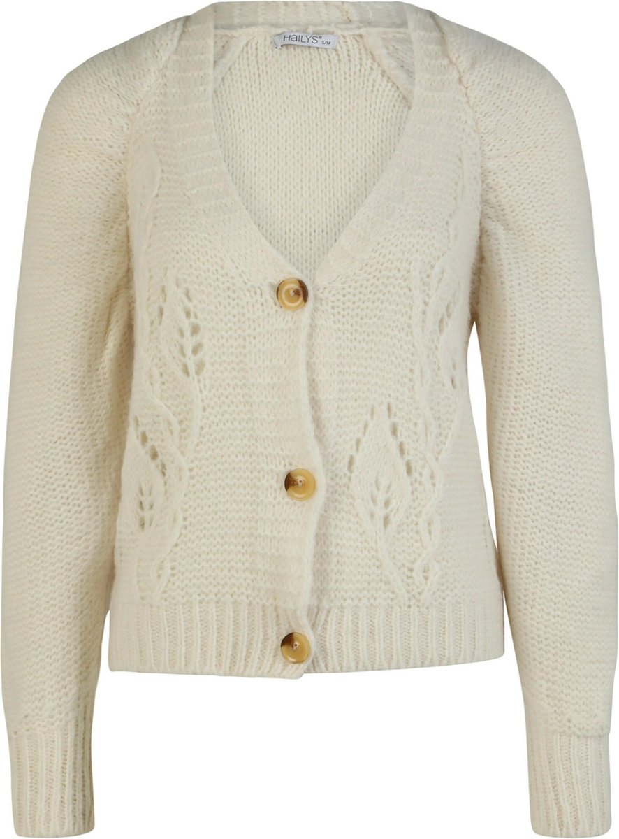 Hailys gebreid vest matilda Crème-L/Xl