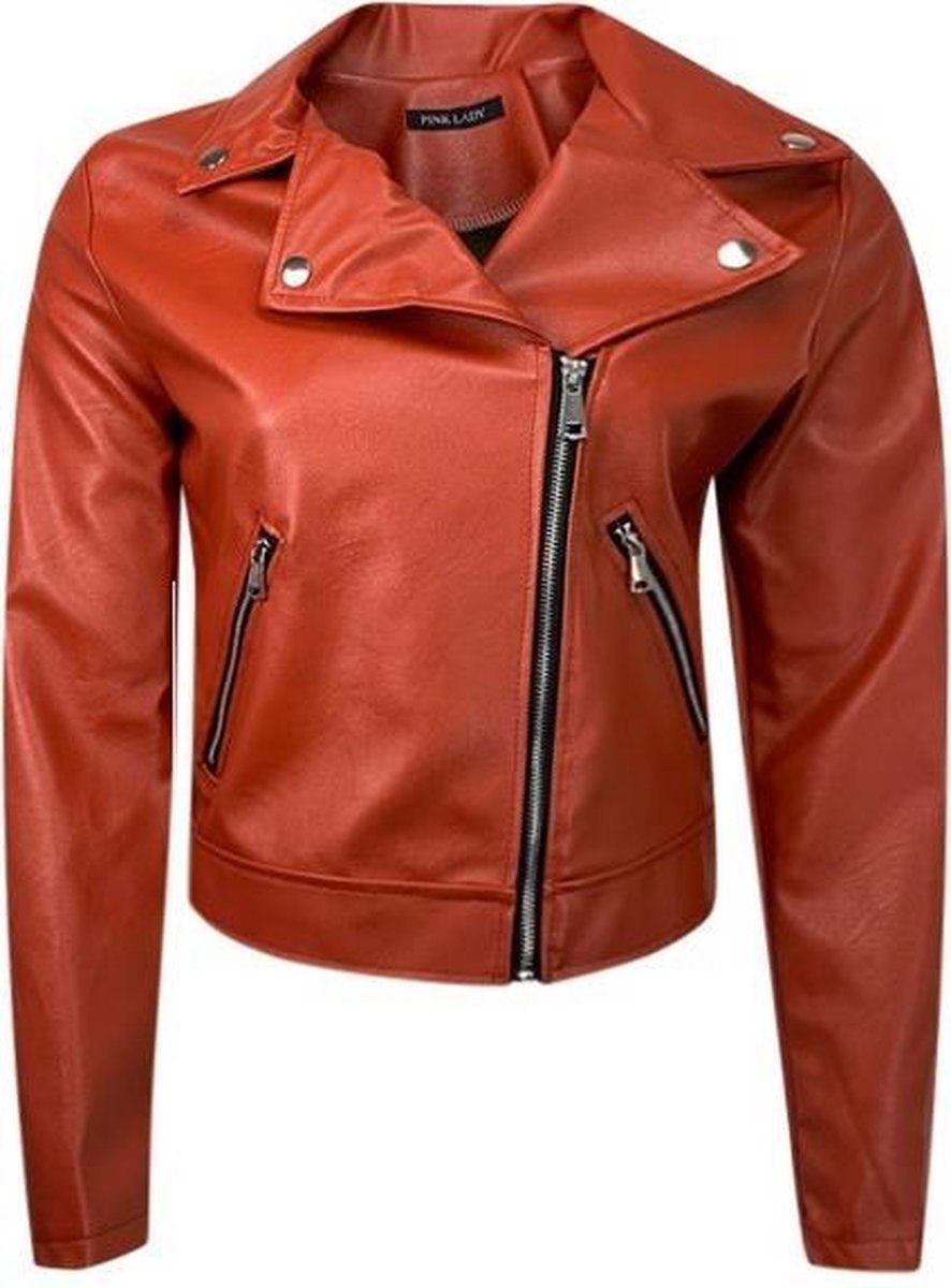 Pink Lady dames 'biker' jas oranje/roest - maat L