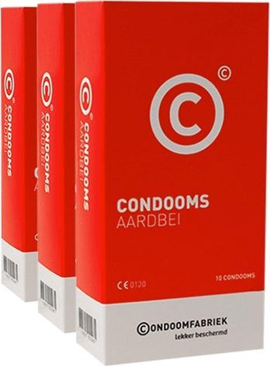 Condoomfabriek aardbei condooms voordeelpakket 30st