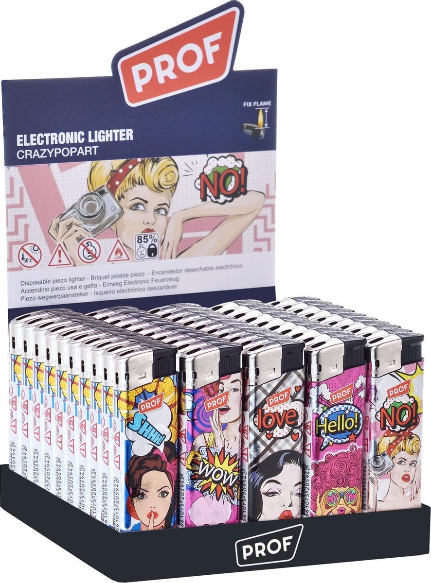 Aanstekers - Lighters - Prof - 50 stuks – Crazy Popart