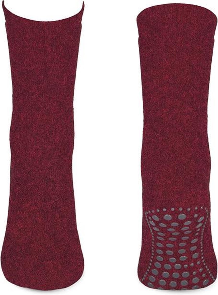 Badstof anti-slip sokken rood melange 19/22