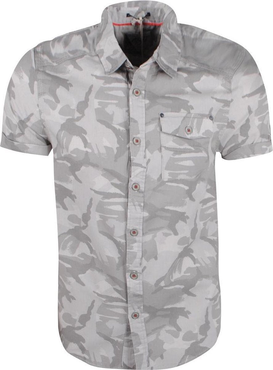 MZ72 - Heren Korte Mouw Overhemd - Carlito - Camouflage - Grijs