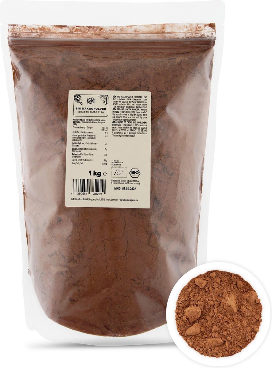 KoRo | Biologisch cacaopoeder licht ontvet | 1 kg