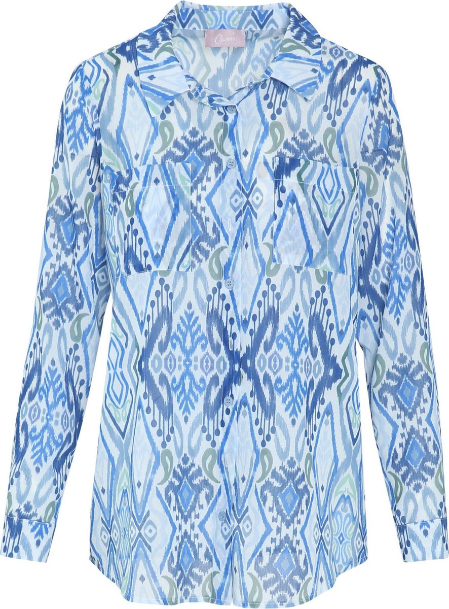Cassis - Blouse met ikatprint - Blauw