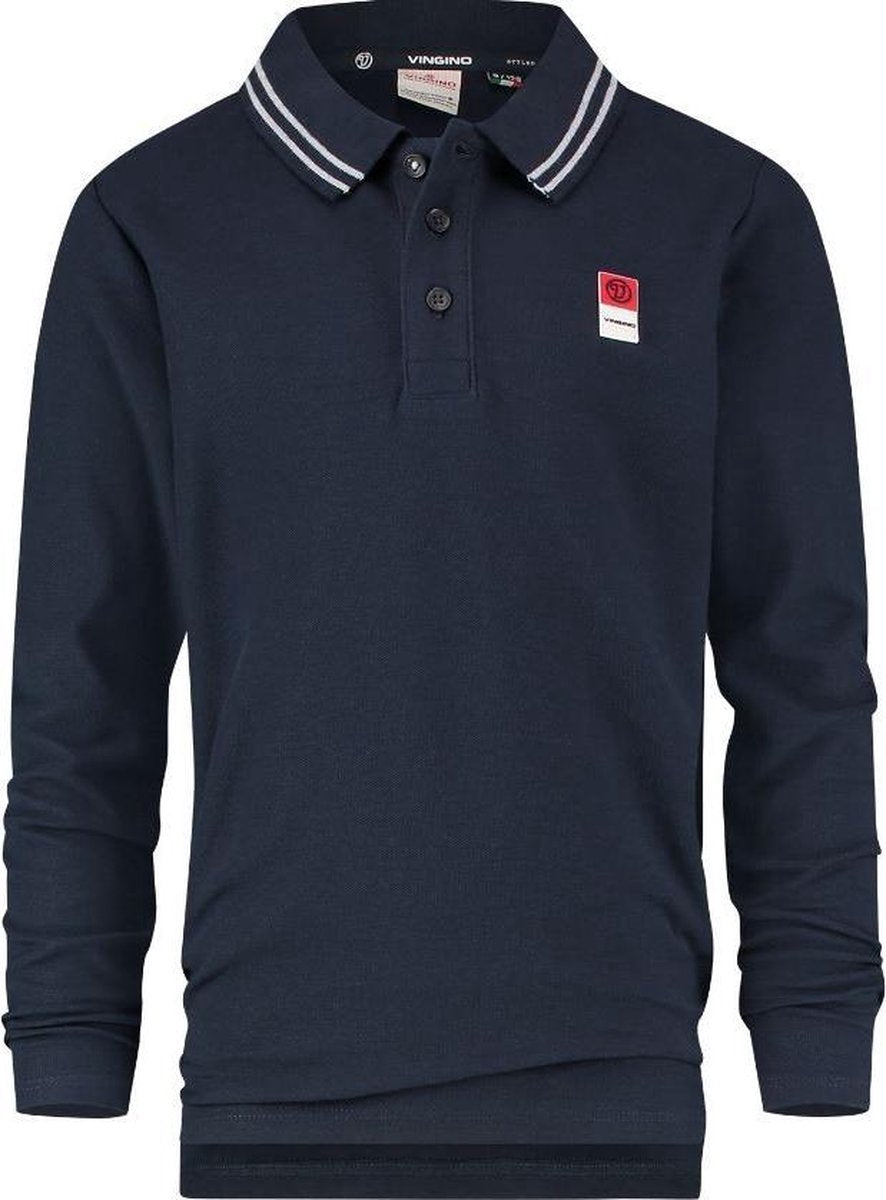 Vingino Longsleeve Polo Jongens Katoen Donkerblauw Maat 116