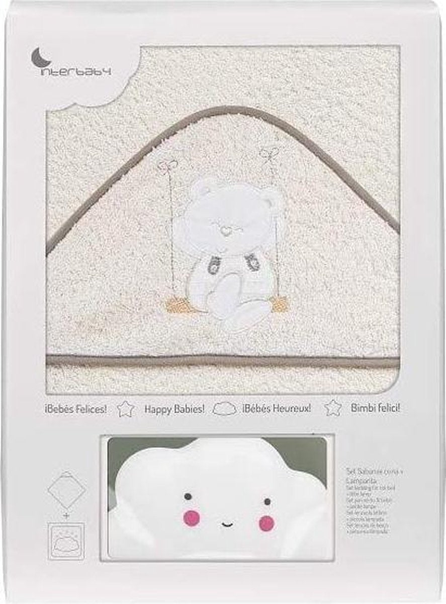 Interbaby Badcape En Nachtlamp 100 Cm Katoen Beige 2-delig