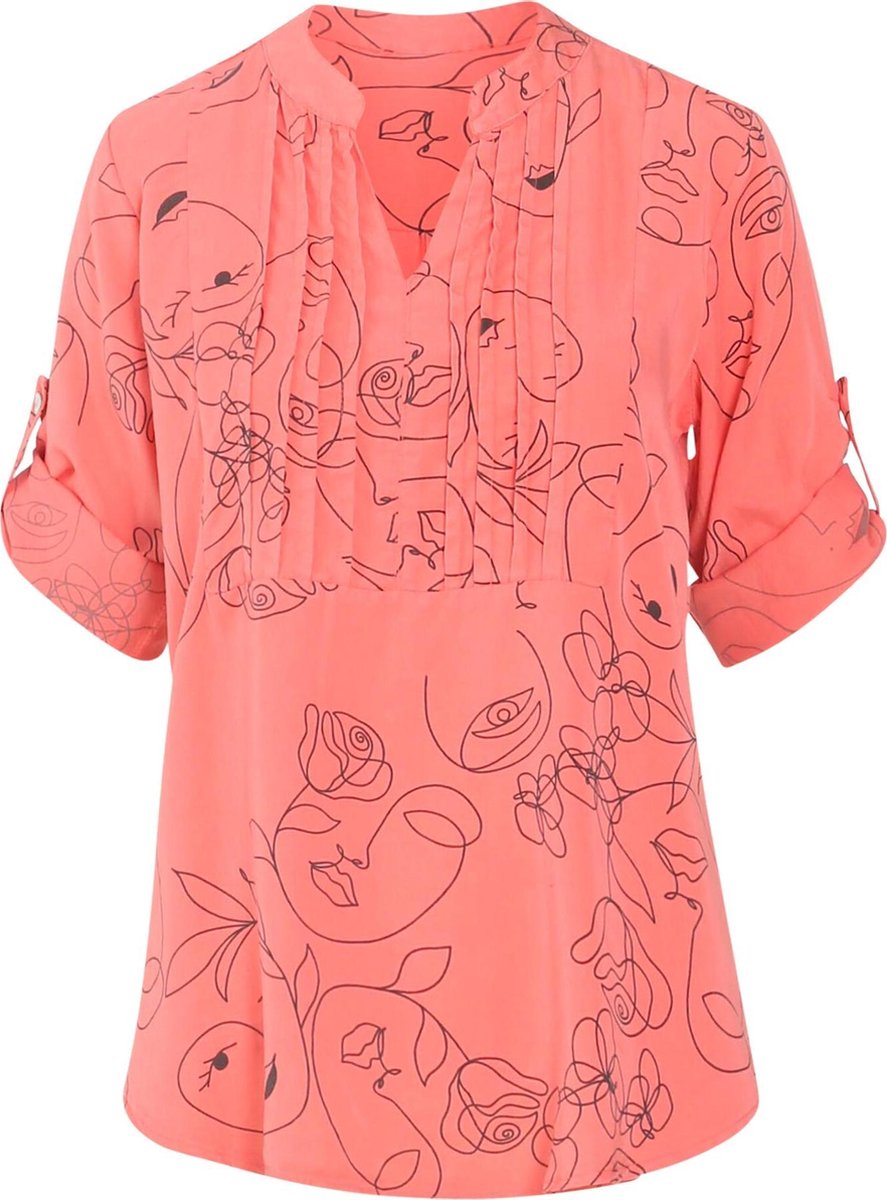Cassis - Bedrukte tuniek in tencel - Koraal