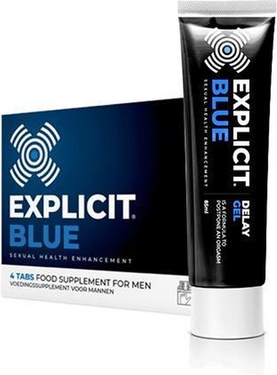 Explicit Blue - Erectiepillen & Delay gel - Inhoud: 4 stuks & 85 ml
