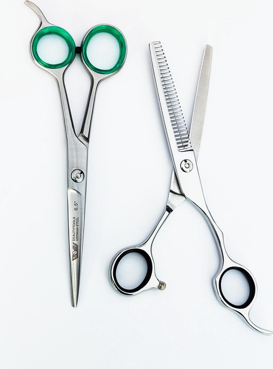 Beautytools PREMIUM SET Professionele Hondenschaar Gebogen (6.5 inch) + Uitdunschaar voor honden(incl. opberghoes)