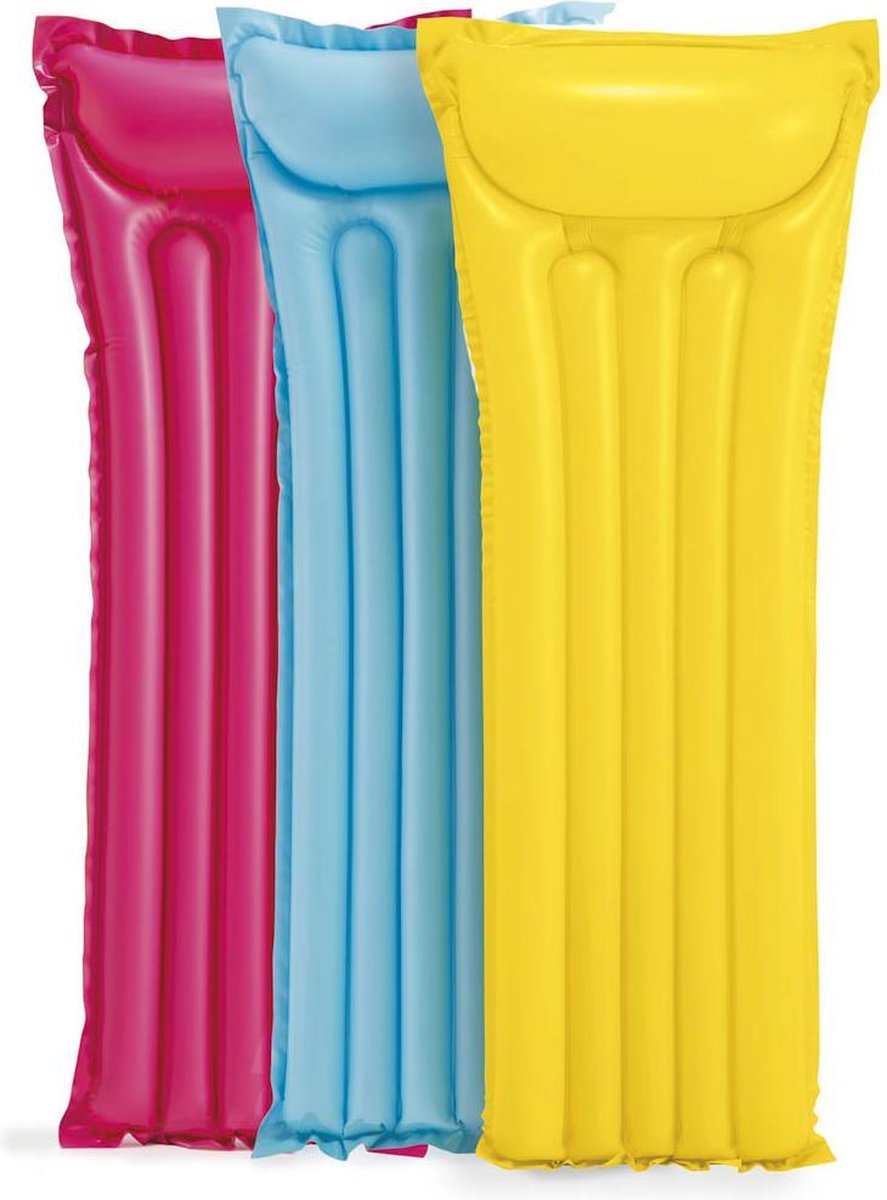 Stevig Vinyl 3 Felle Kleuren Zwembad Luchtmatras Set- Intex - 3 Stuks 183x69 cm -  Blauw | Opblaasbaar Luchtmatras | Drijvend Zwembad Speelgoed | Drijvende | Ligbed
