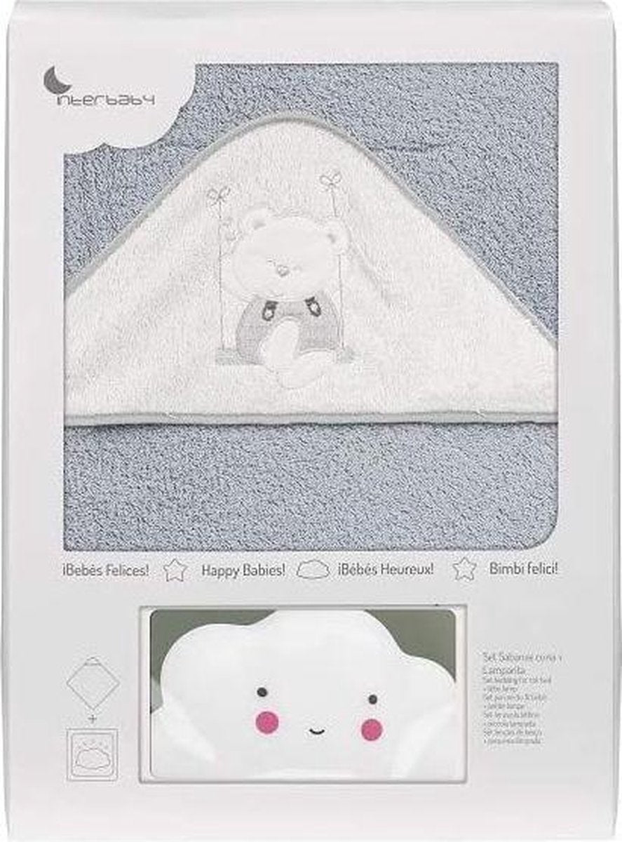 Interbaby Badcape En Nachtlampje 100 Cm Katoen Grijs 2-delig