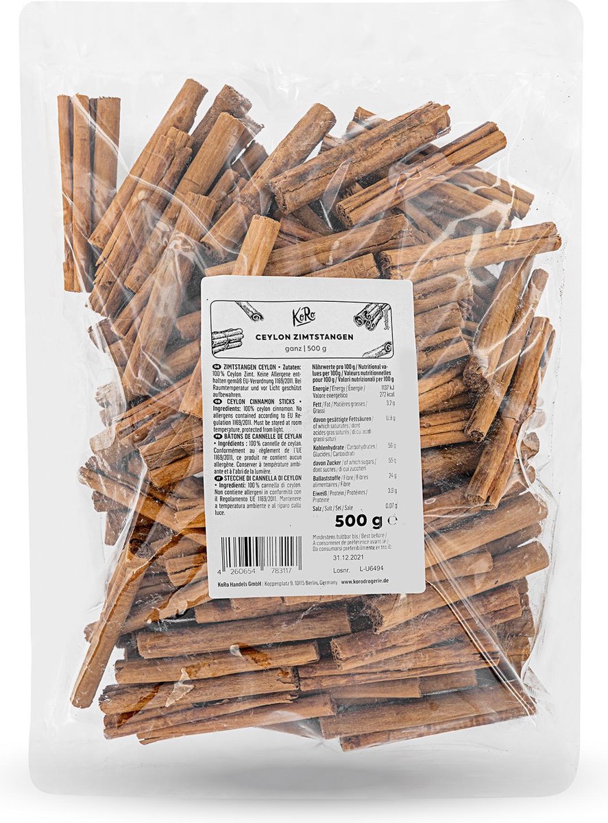 KoRo | Ceylon kaneelstokjes | 500 g