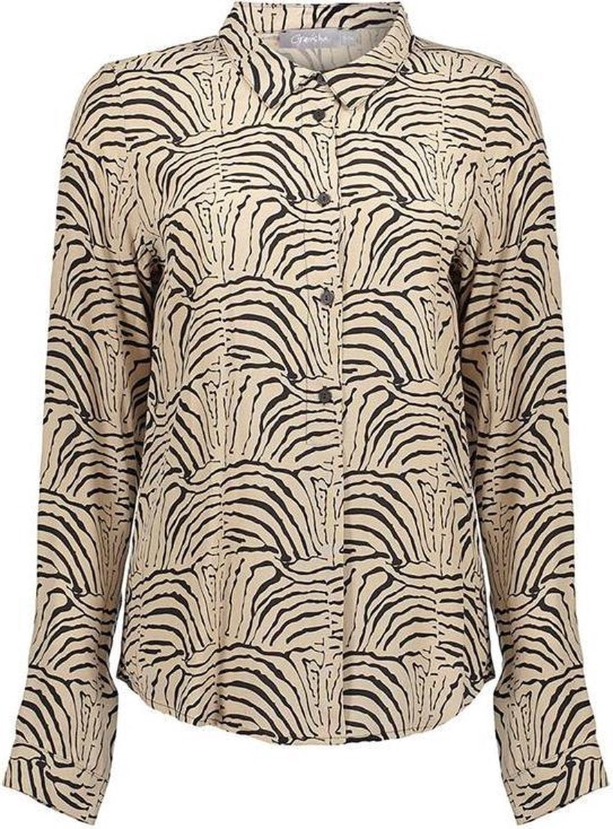 Geisha top aop zebra bi-color Sand/Black combi