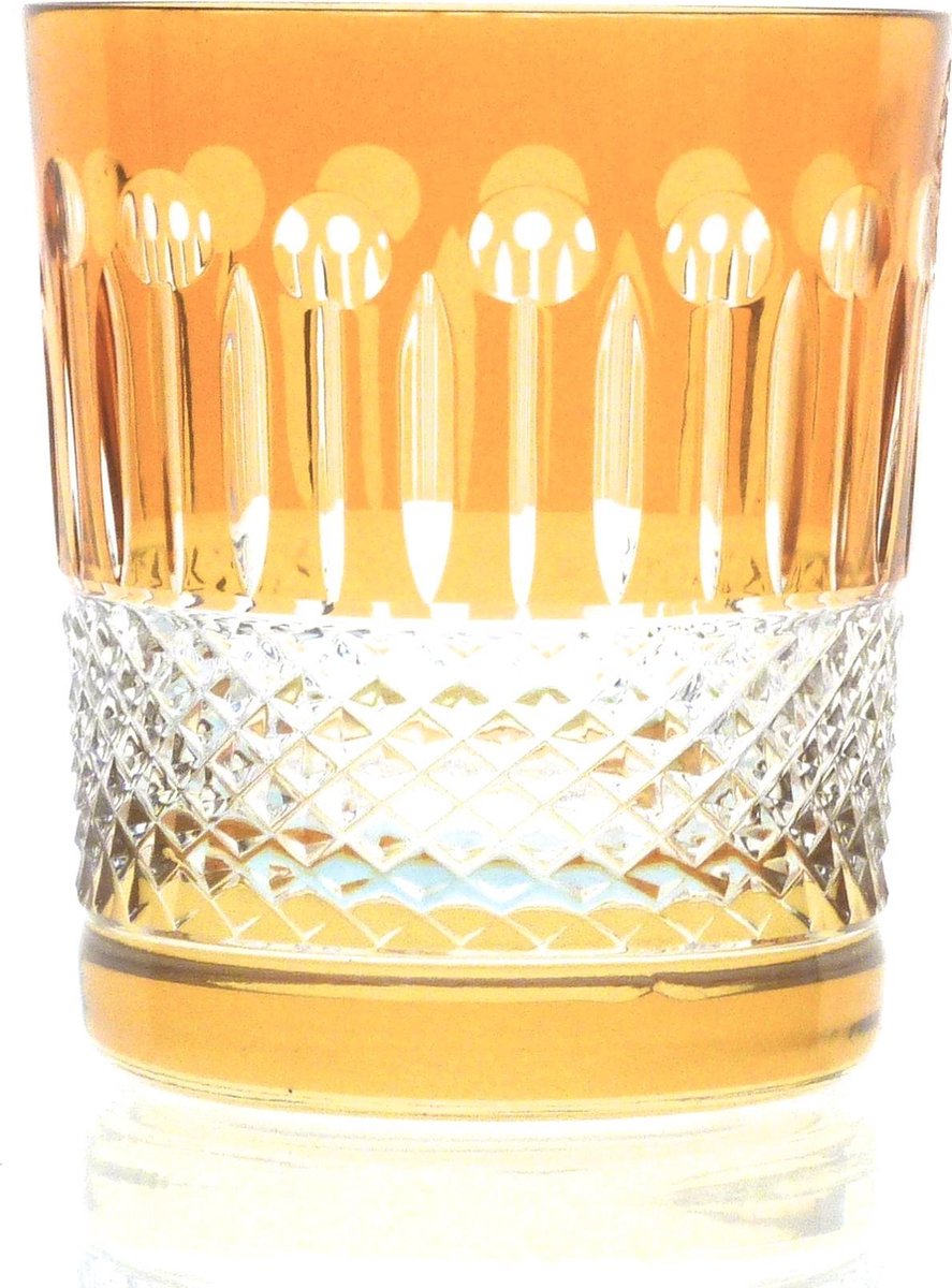 Kristallen whiskeyglazen  - Whiskyglas CHRISTINE - light amber - set van 2 glazen - gekleurd kristal