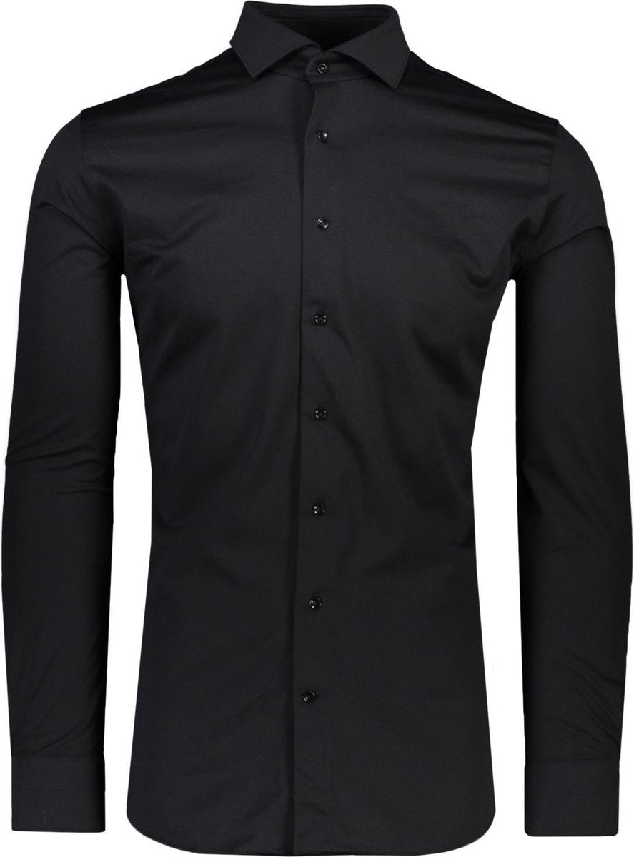 Profuomo   Overhemd Zwart Getailleerd - Maat UK17-EU43 - Heren - Never out of stock Collectie - Katoen;Polyester