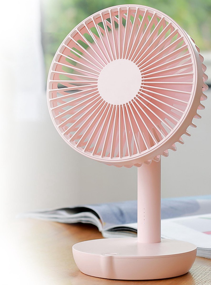 Mini Ventilator – Tafelventilator – Luchtkoeler – Draadloos - Portable Ventilator - Aircooler - Roze