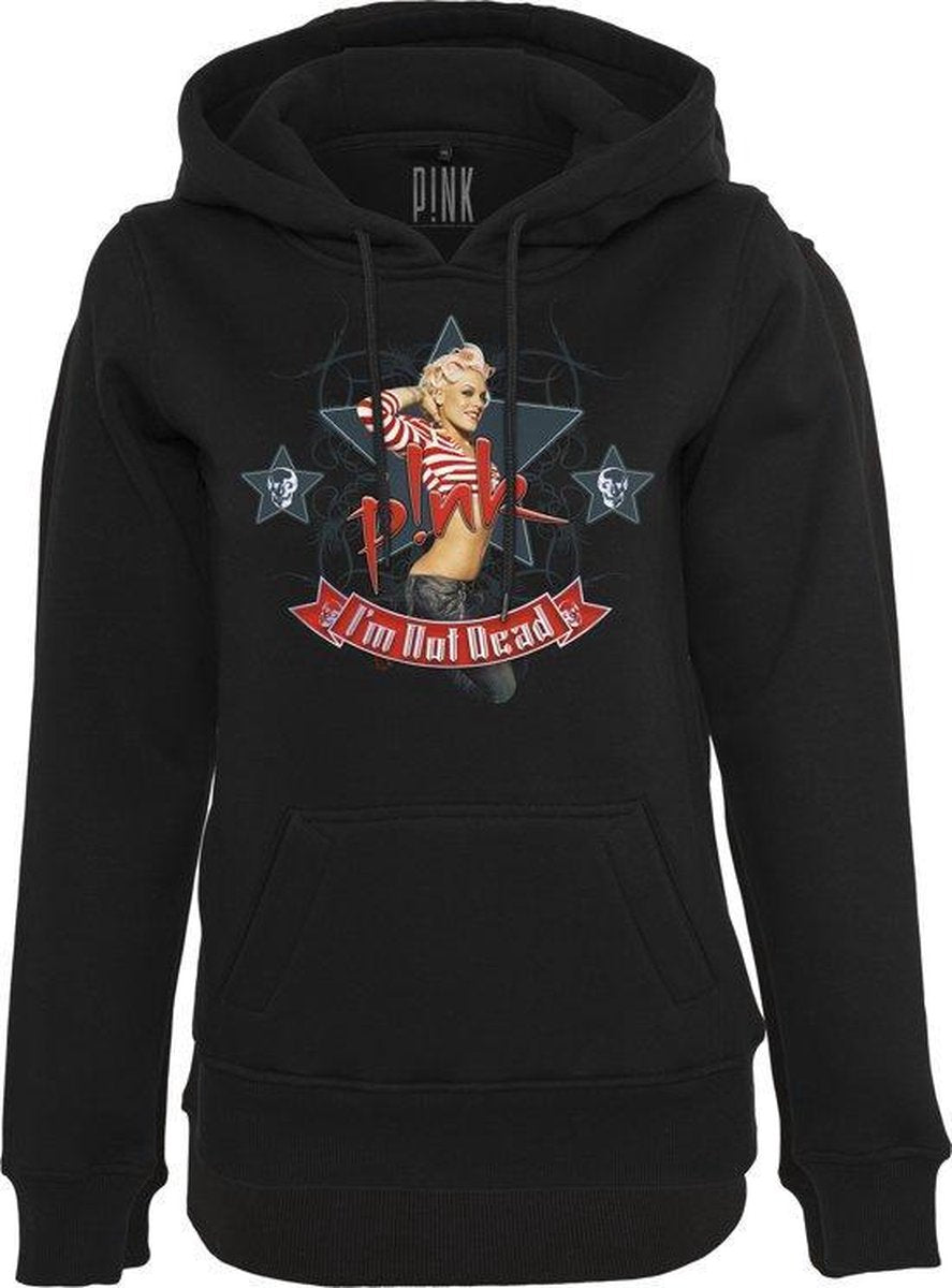 Dames hoodie Ladies Pink I'm not dead Hoody zwart