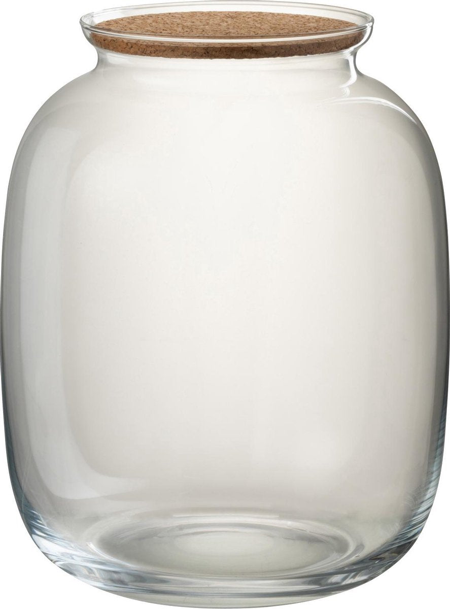 J-Line Pot Roxy Decoratief Glas/Kurk Transparant Small