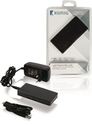 Konig 4-poorts USB hub met voeding - USB3.0